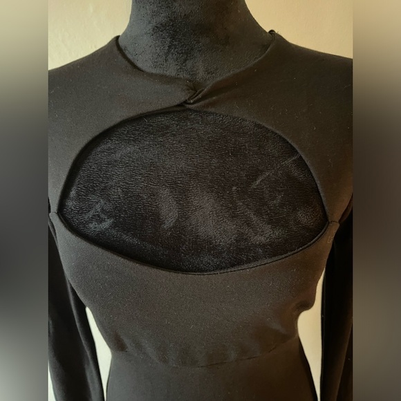 J uptown fitted open front knot dress, back slit, gold zip, button wrist, size L - Picture 4 of 8